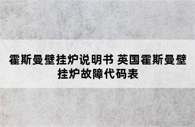 霍斯曼壁挂炉说明书 英国霍斯曼壁挂炉故障代码表